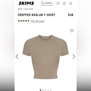 SKIMS cropped Raglan Tee in the color bone currently unavailable online!